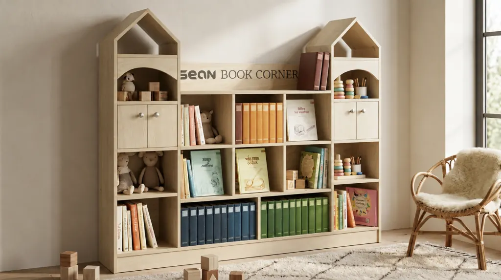 Sean Book Corner বুকশেলফ, বই ও খেলনায় সাজানো